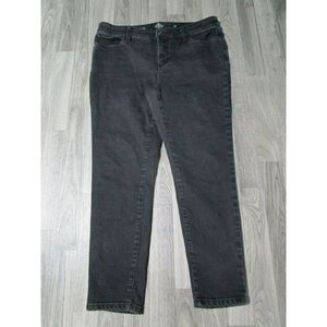 St Johns Bay Womens Size 12 Petite Skinny Leg Black Denim Jeans